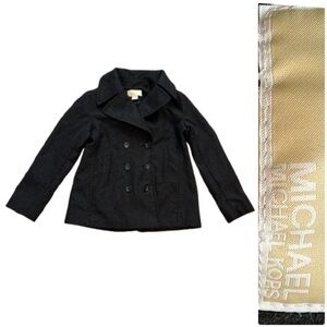 Michael Kors Black Peacoat Double-Breasted Wool
